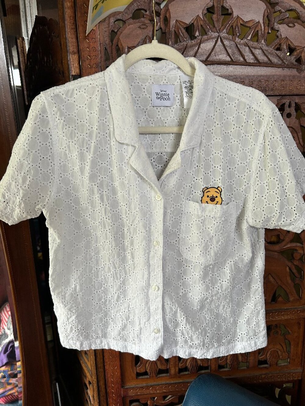 Winnie the Pooh Lace Crop Button Down
